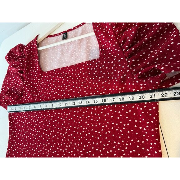 SHEIN Curve 3XL Red Heart Mini Dress • Puff Sleeve Plus Size - Picture 6 of 11